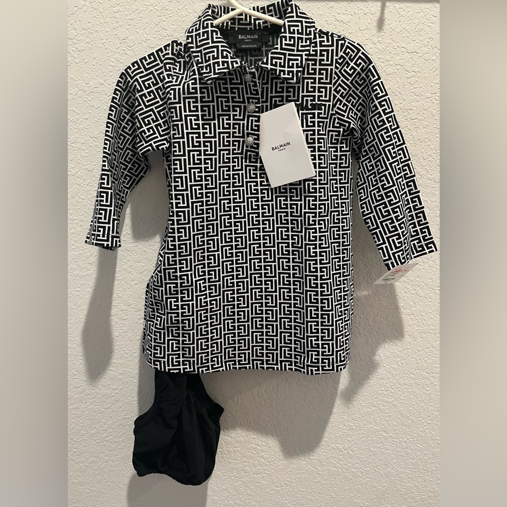 BALMAIN Logo Polo Dress in Cotton